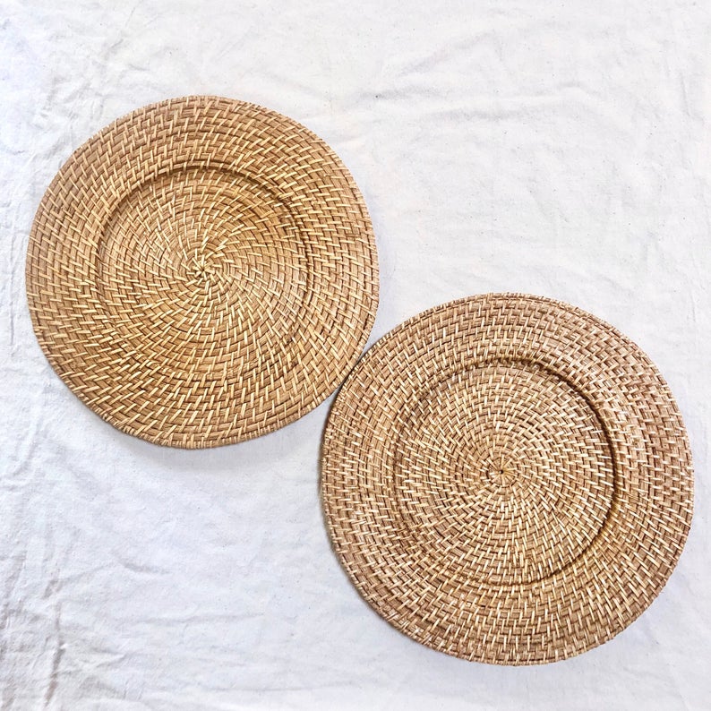A set of 4 Round Hand Woven Rattan Placemats for Home Decor with Heat Resistant made in Vietnam