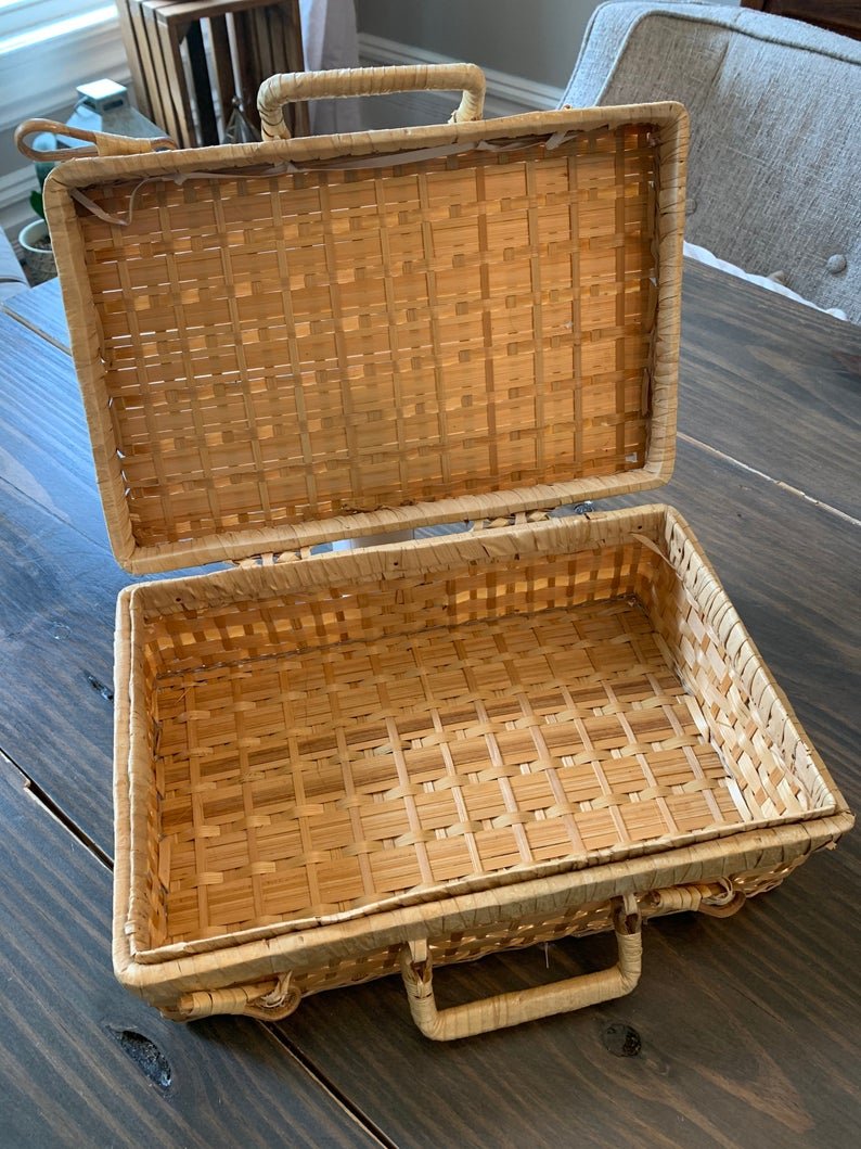 Wholesales Wicker Picnic Basket BohoSuitcase Storage Bags for Picnic