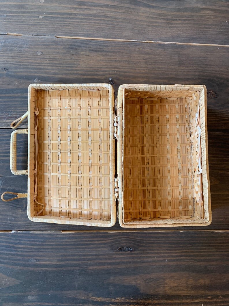 Wholesales Wicker Picnic Basket BohoSuitcase Storage Bags for Picnic