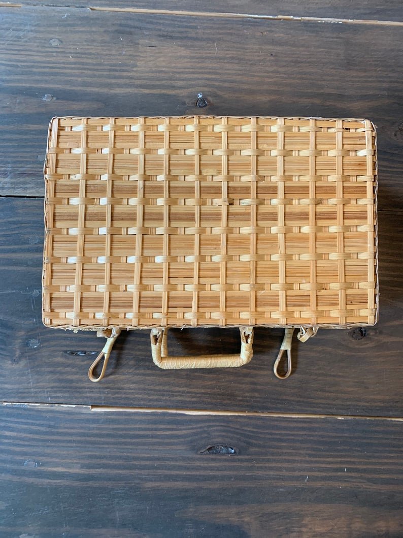 Wholesales Wicker Picnic Basket BohoSuitcase Storage Bags for Picnic