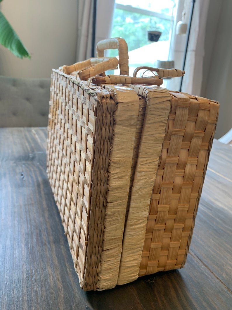 Wholesales Wicker Picnic Basket BohoSuitcase Storage Bags for Picnic