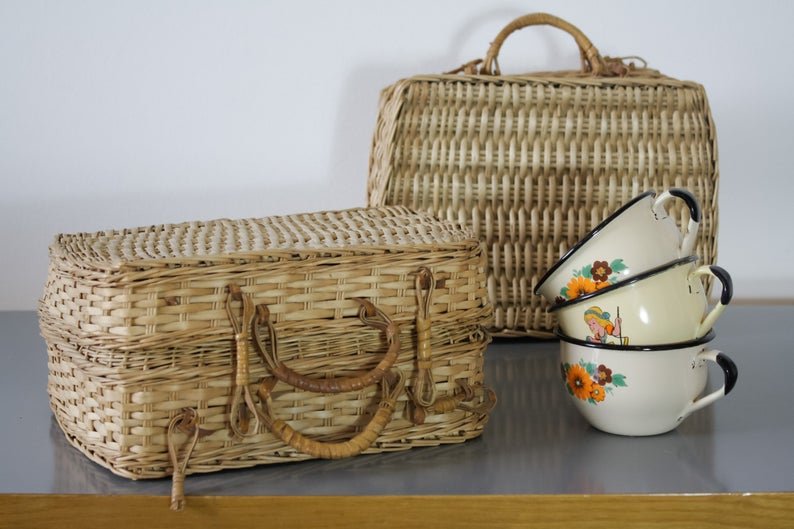 New option Vintage Handmade Small Rattan Wicker Suitcase  Vintage Wicker Handbag Boho bag