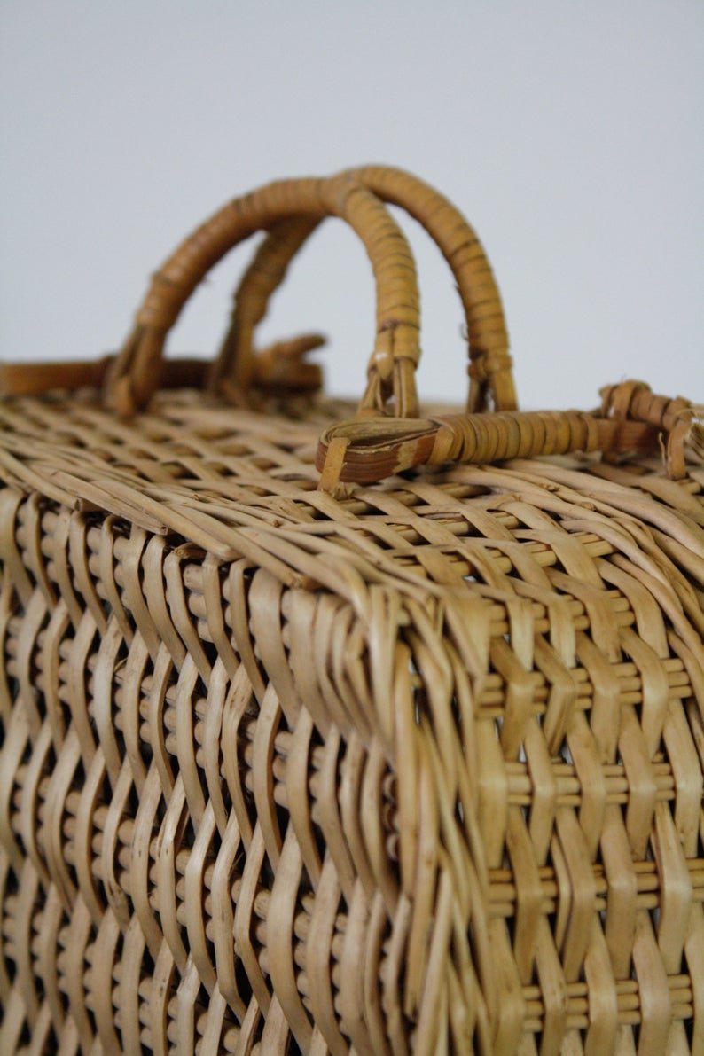 New option Vintage Handmade Small Rattan Wicker Suitcase  Vintage Wicker Handbag Boho bag