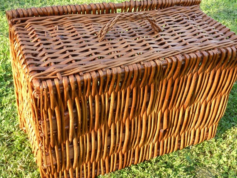 Big sale straw suitcase vintage wicker suitcase rattan storage baskets for beach for picnic