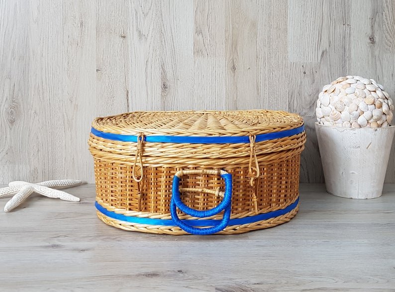 New items Rattan wicker picnic basket Decorative wicker suitcase, Woven rattan case, Hamper