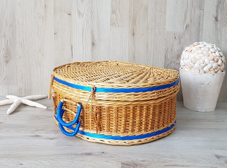 New items Rattan wicker picnic basket Decorative wicker suitcase, Woven rattan case, Hamper