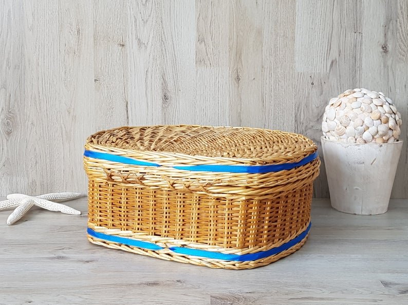 New items Rattan wicker picnic basket Decorative wicker suitcase, Woven rattan case, Hamper