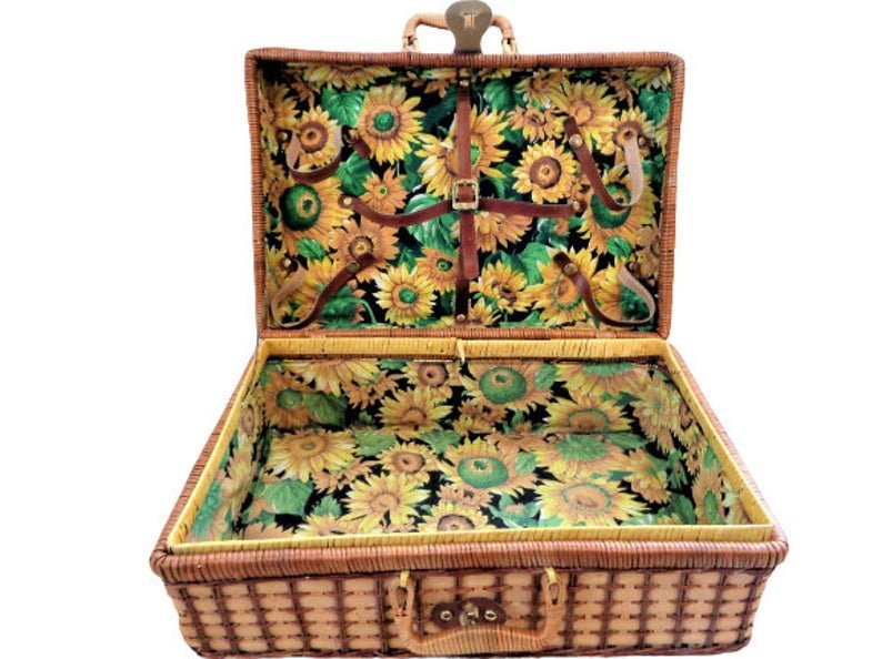 Vintage Rttan Wicker Picnic Basket/Hamper Food Storage Boxes for Picnic