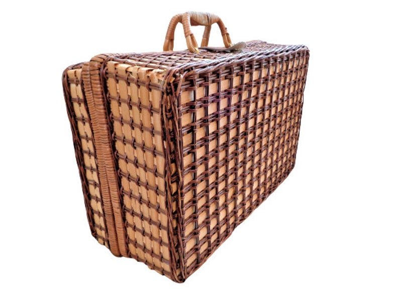 Vintage Rttan Wicker Picnic Basket/Hamper Food Storage Boxes for Picnic