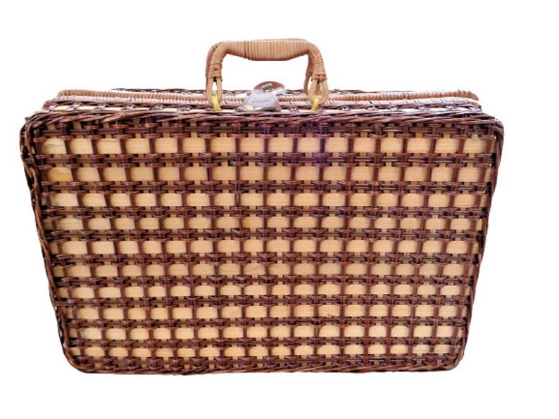 Vintage Rttan Wicker Picnic Basket/Hamper Food Storage Boxes for Picnic