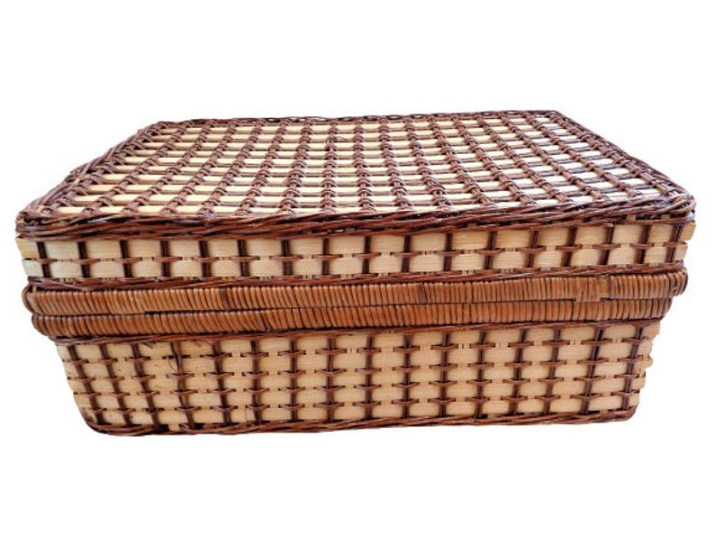 Vintage Rttan Wicker Picnic Basket/Hamper Food Storage Boxes for Picnic