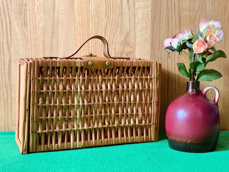 New collectionRattan Wicker Suitcase Hamper Basket Basket with Handle Handwoven Suitcase natural boho baskets