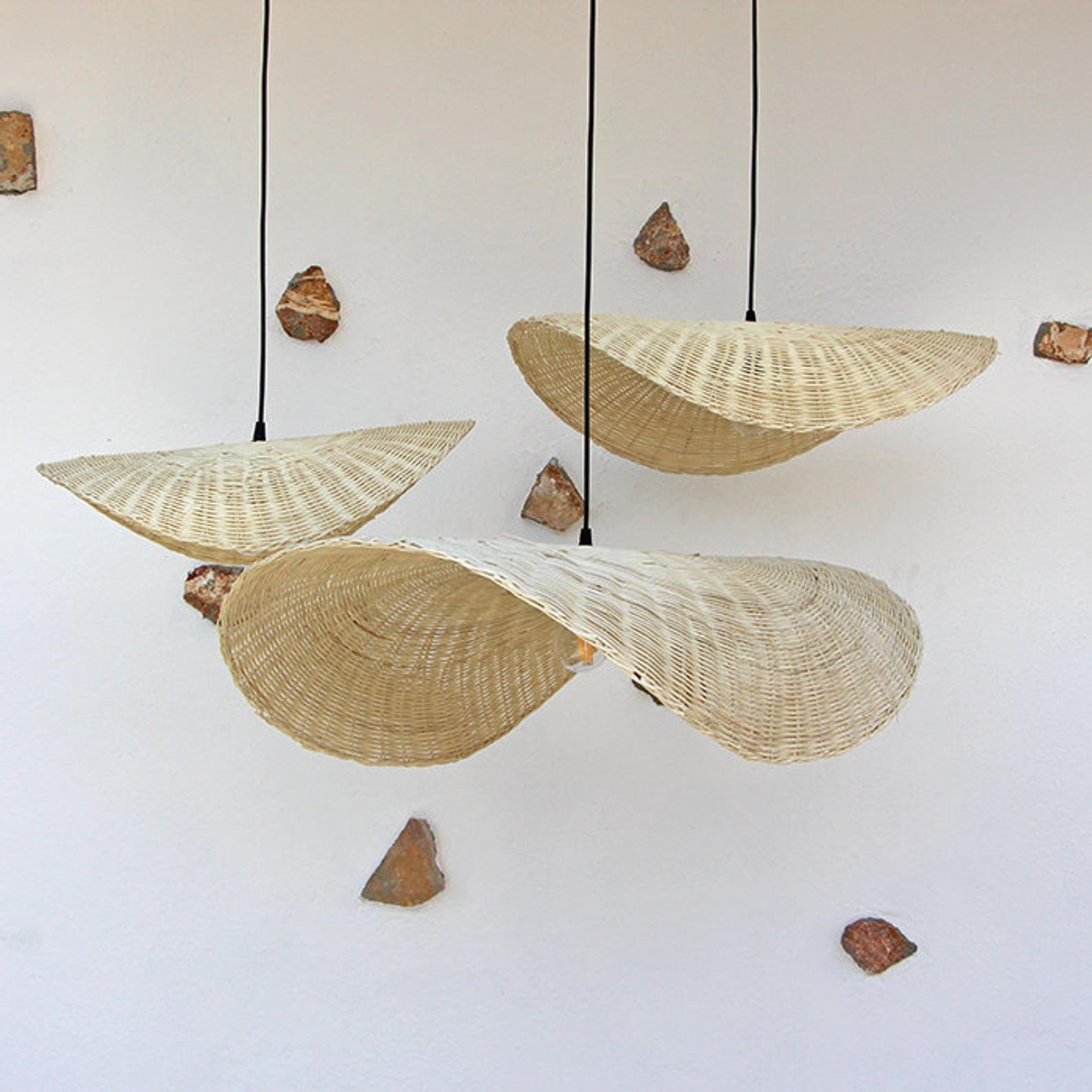 Vietnamese Rattan Flower Ceiling Light for home decoration Wooden Lamp Shades Hanging Lamp Vintage Led Bulb US/EU