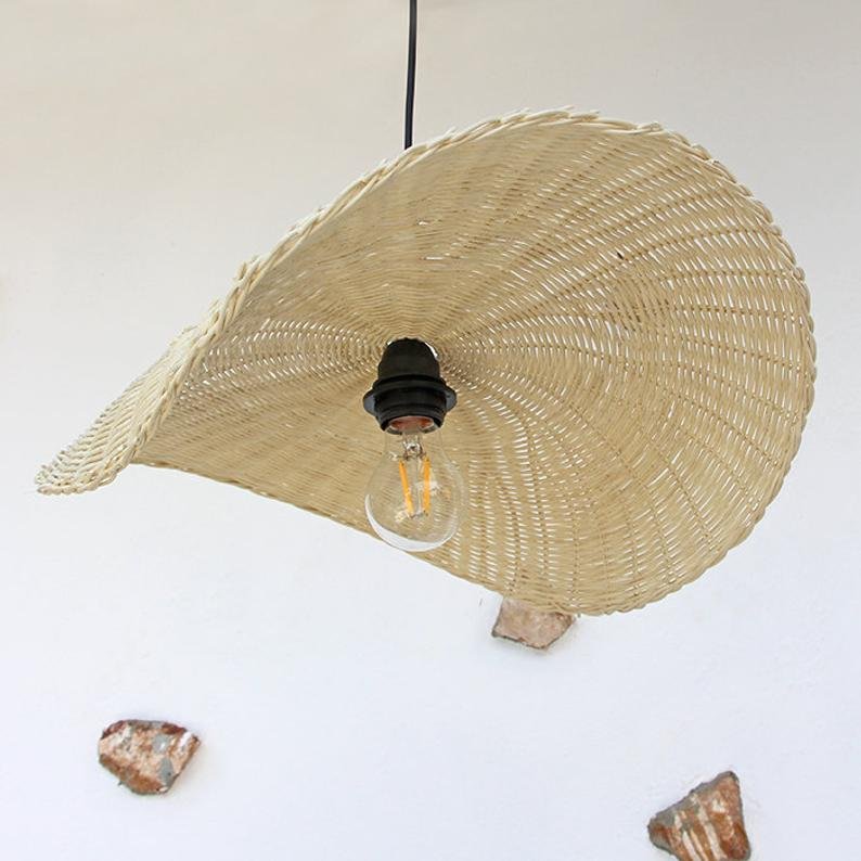 Vietnamese Rattan Flower Ceiling Light for home decoration Wooden Lamp Shades Hanging Lamp Vintage Led Bulb US/EU