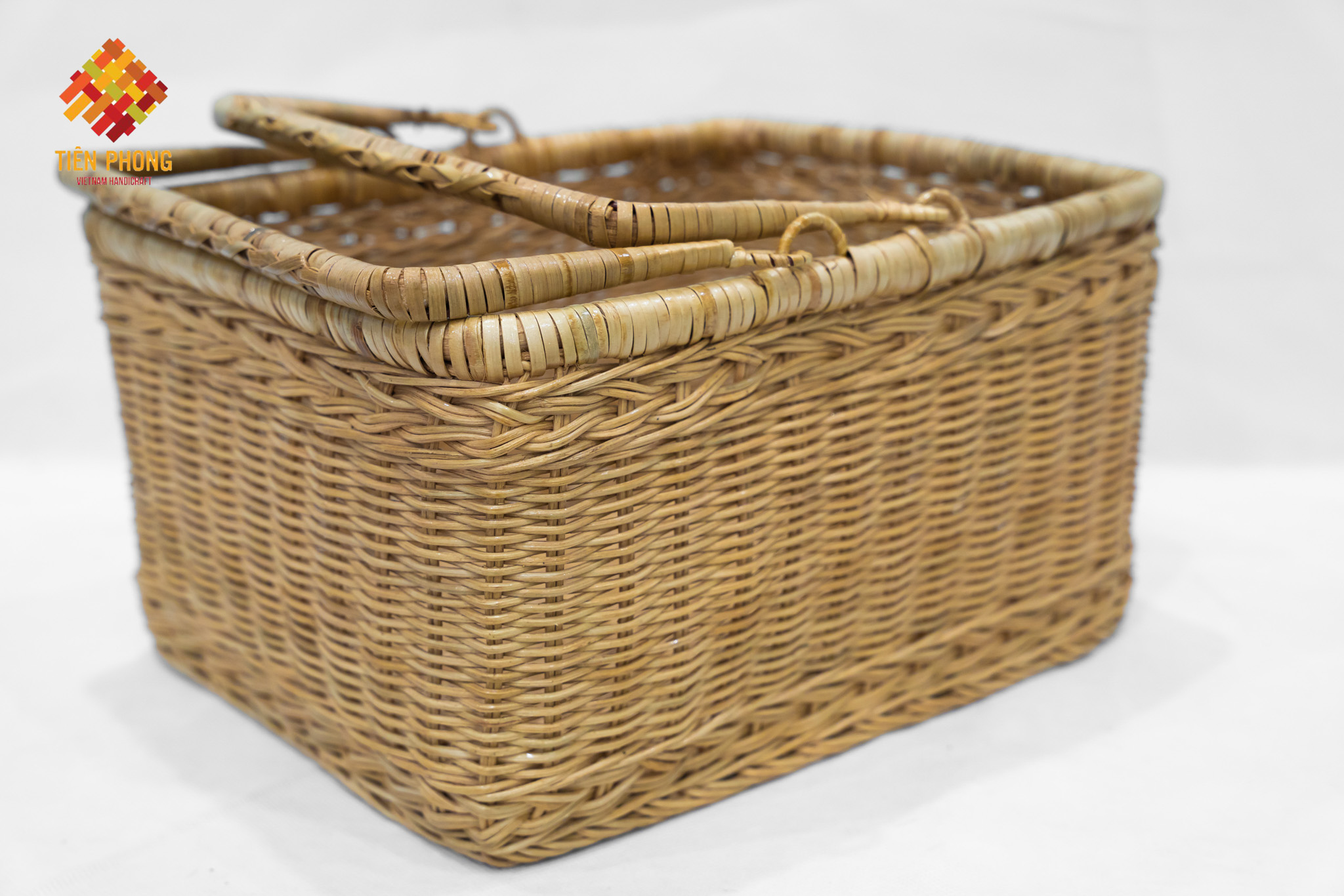 whole sales storage rattan basket with two handles