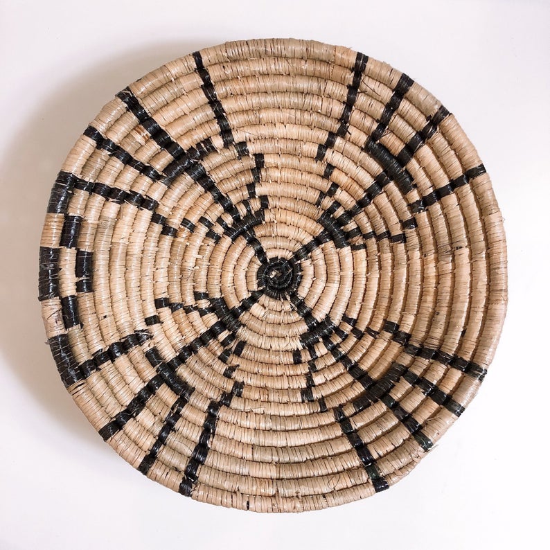 Best Seller High Quality Boho Style Set of 5 Coiled Seagrass Wall Hanging Baskets for Wall Decorations