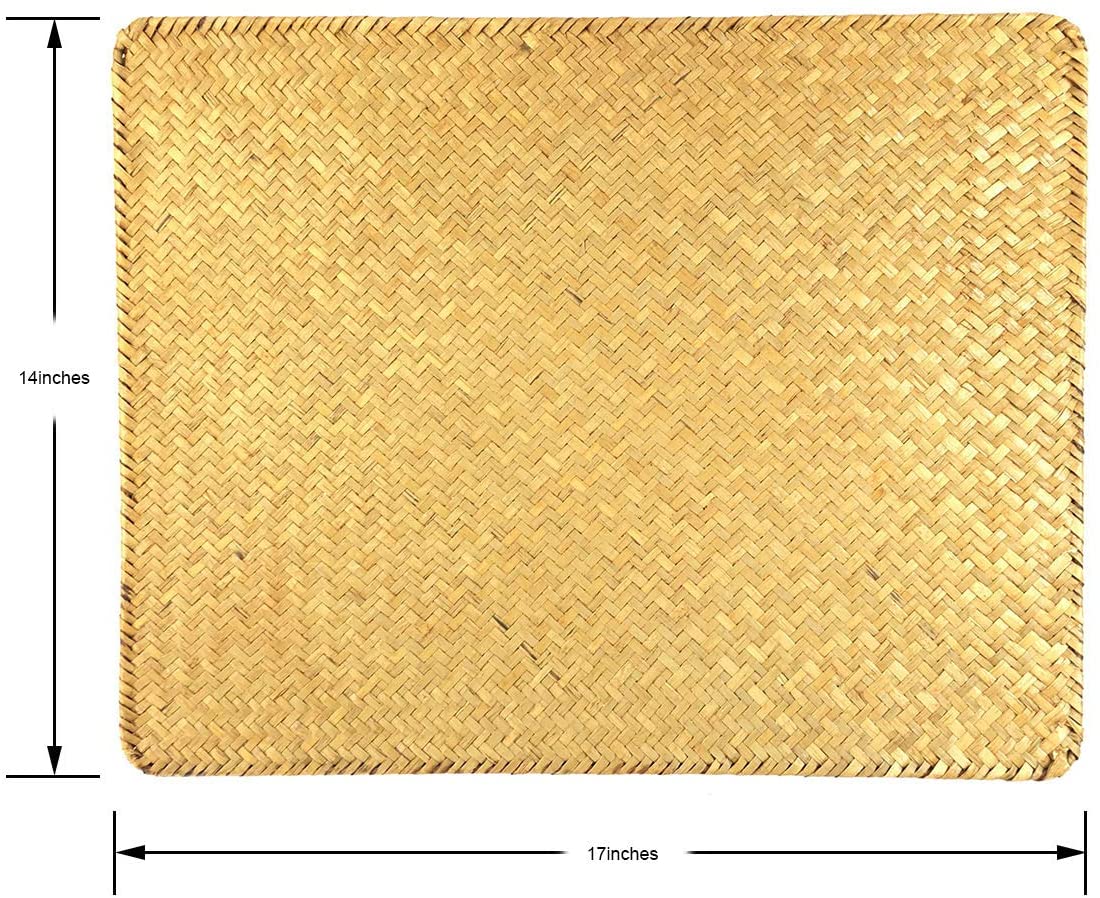 Placemats Set of 4, Natural Woven Seagrass for Dinner Plate 12-inch,18X14 Inches,Lardge Table Mats for Dinning Table,Wedding,Parties, BBQ's, Everyday, Holidays (M)