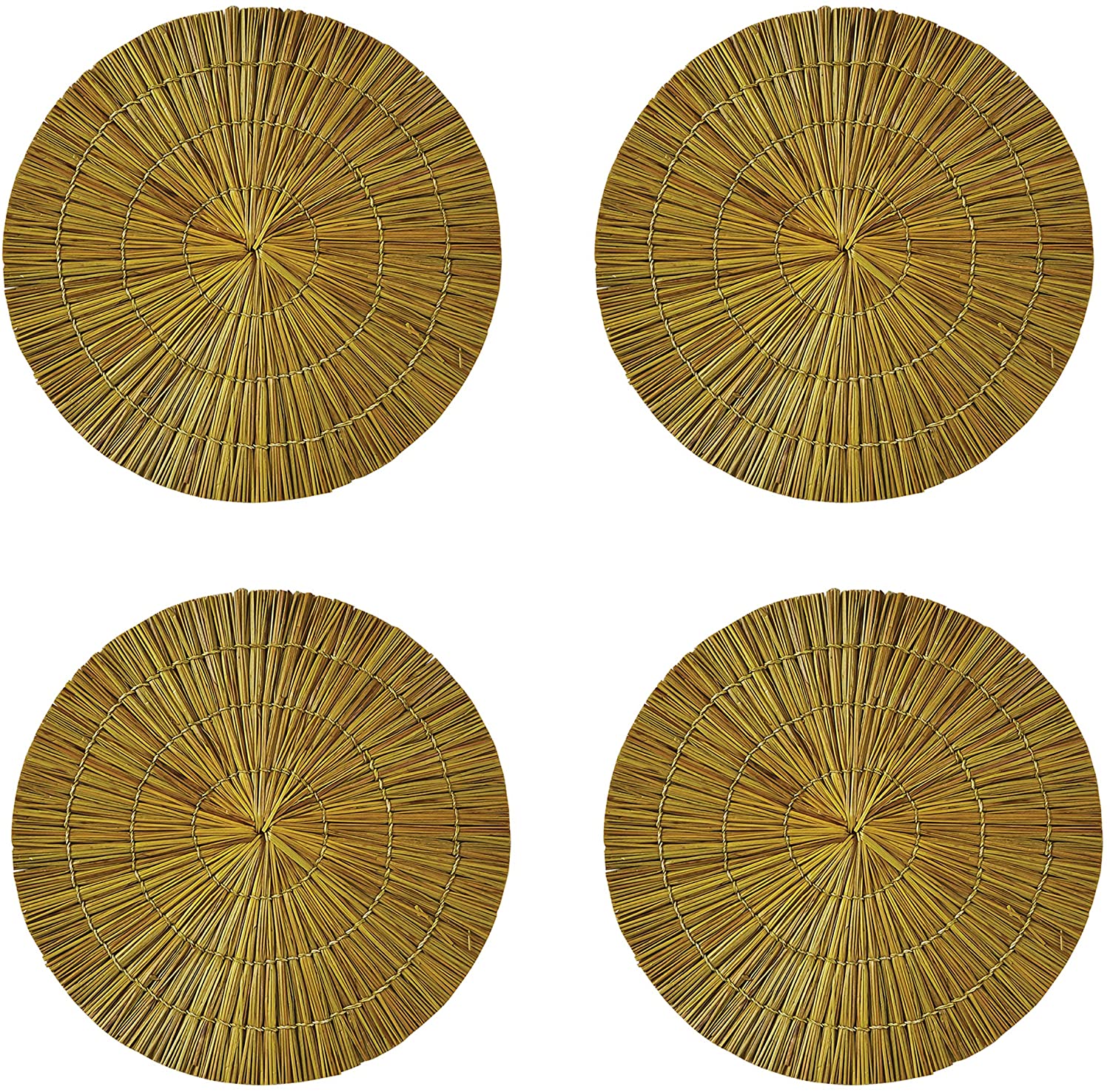 Split P Seagrass Round Placemat Set - Gold