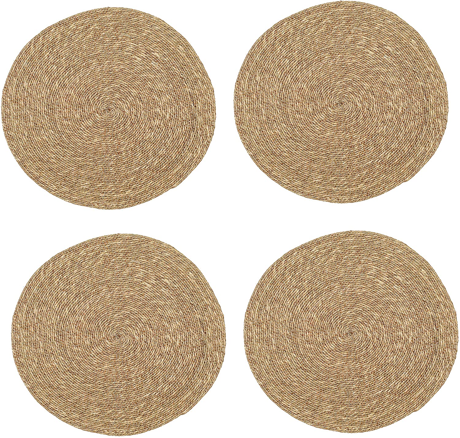 Handmade Sea Grass Fancy Scrolled Table Placemat for Tabletop and Kitchen - Home Décor Mat for Wedding Party Baby Shower Holiday Family Gathering Set of 4 - Natural