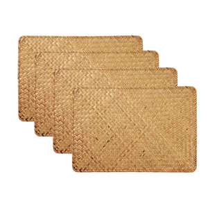 Retail A Set of 4 Rectangular Hand Woven Non-Slip Sea grass Place mat with Heat Resistant function
