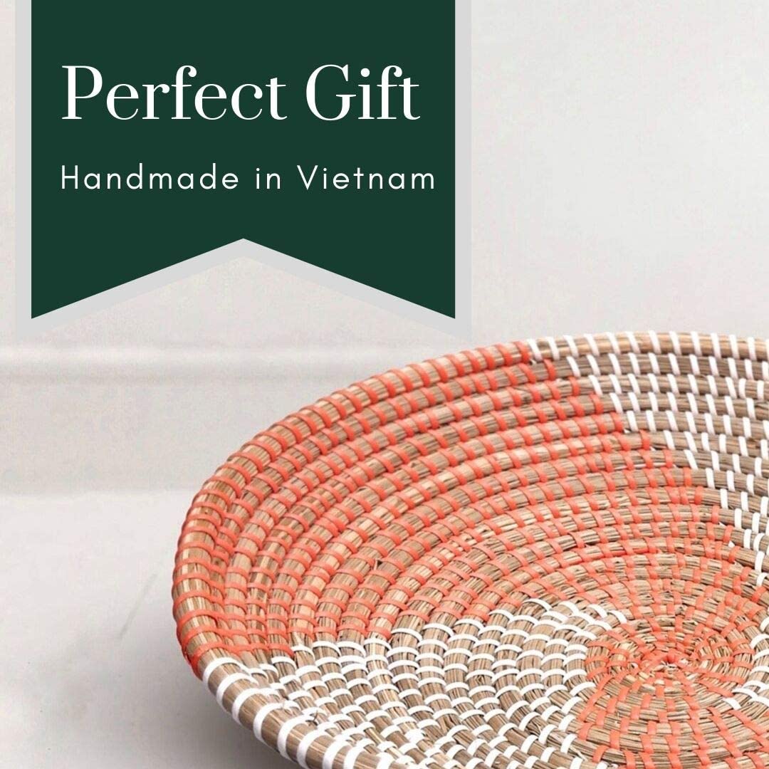 Vietnam Handwoven Seagrass Baskets Wall Art Decorative Wall Macrame Wall Hanging Orange Color