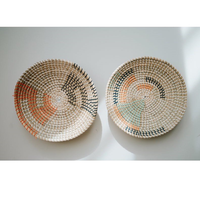 Set of 3 Wall Hanging Baskets Decor, Woven Tabletop Basket, Seagrass Woven Wall Basket Plates