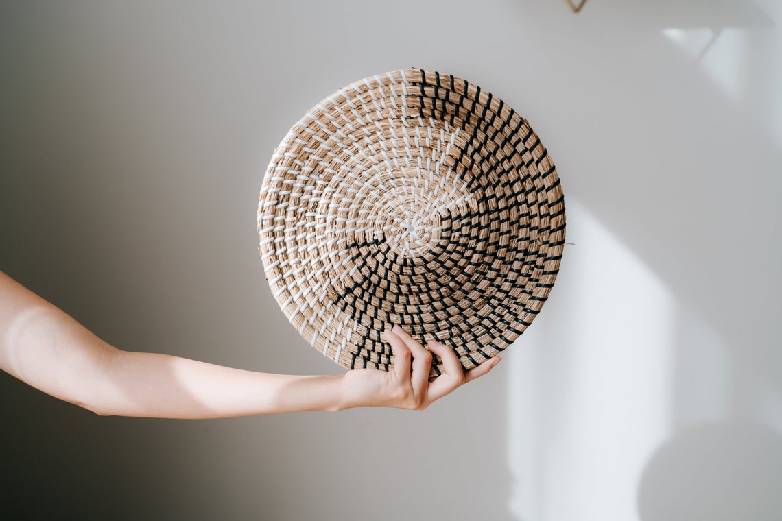 New designed Creative Seagrass Wall Plate/ Hand Weaving Basket Wall Hanging Decoration