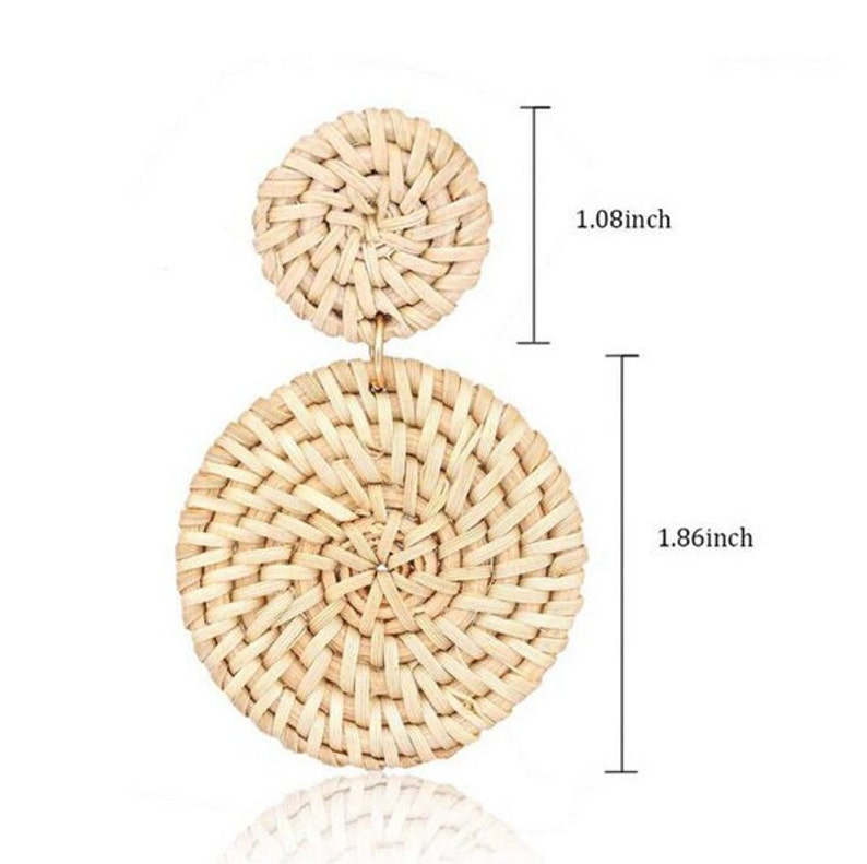 Sun-Kissed Strands Handmade Wicker Straw Drop Earrings - TPE005