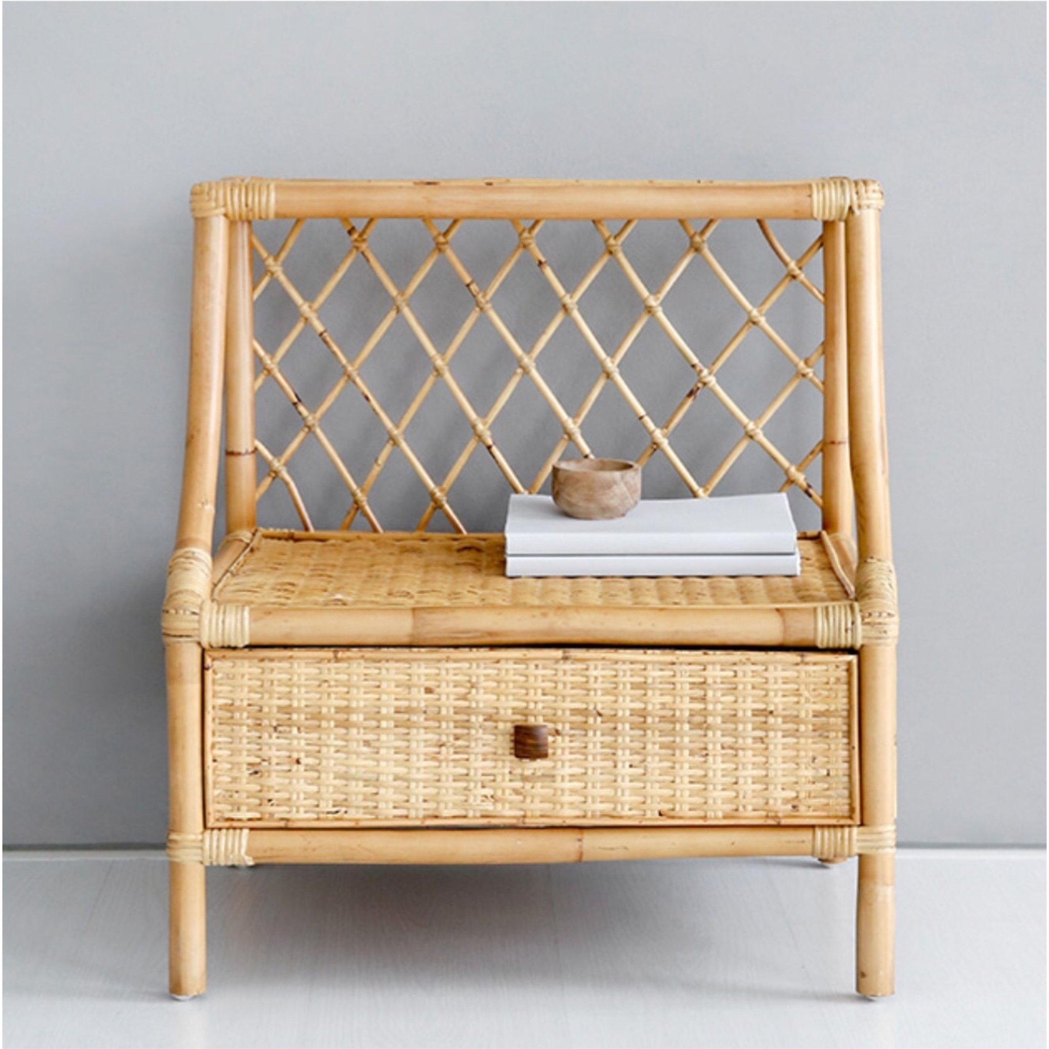 Bali & Pari Lalo Modern Bohemian Rattan 1-Drawer Nightstand in Natural Brown - TPC001