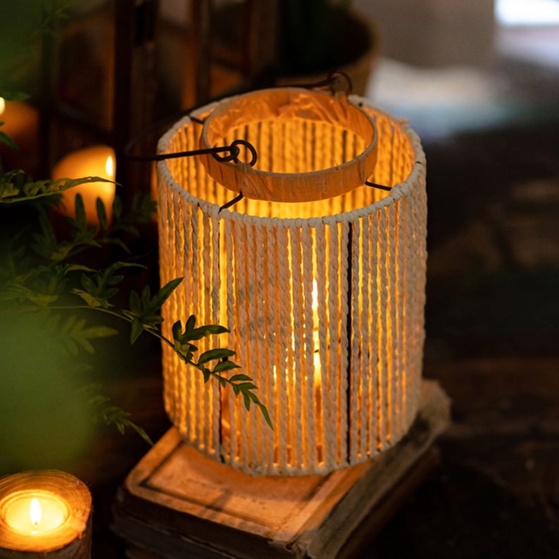 Vintage Retro Woven Candle Holder and Rattan Lampshade - TPCAH0004