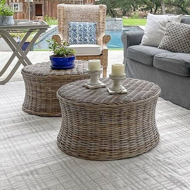 Handmade Rattan Wicker Cane Gray Coffee Table for Home Decor - TPTB005