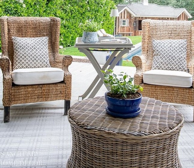 Handmade Rattan Wicker Cane Gray Coffee Table for Home Decor - TPTB005