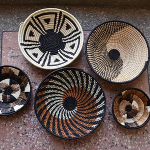 ON SALE African Wall Basket Set, Boho Basket Wall Decor, African Wall Decor Display Baskets, Handwoven Decorative Baskets Christmas Gifts