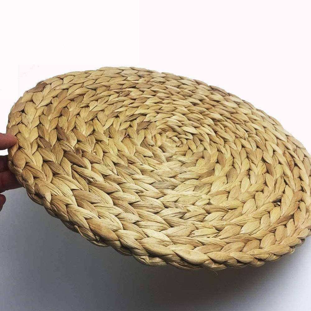 4pack Natural Water Hyacinth Woven placemat, Heat-Resistant Non-Slip Braided Rattan Tablemats Handmade placemat (11.8 Inch)