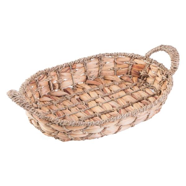Wholesale Oval water hyacinth bread basket with 2 handles made in Vietnam