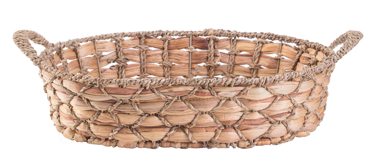 Wholesale Oval water hyacinth bread basket with 2 handles made in Vietnam