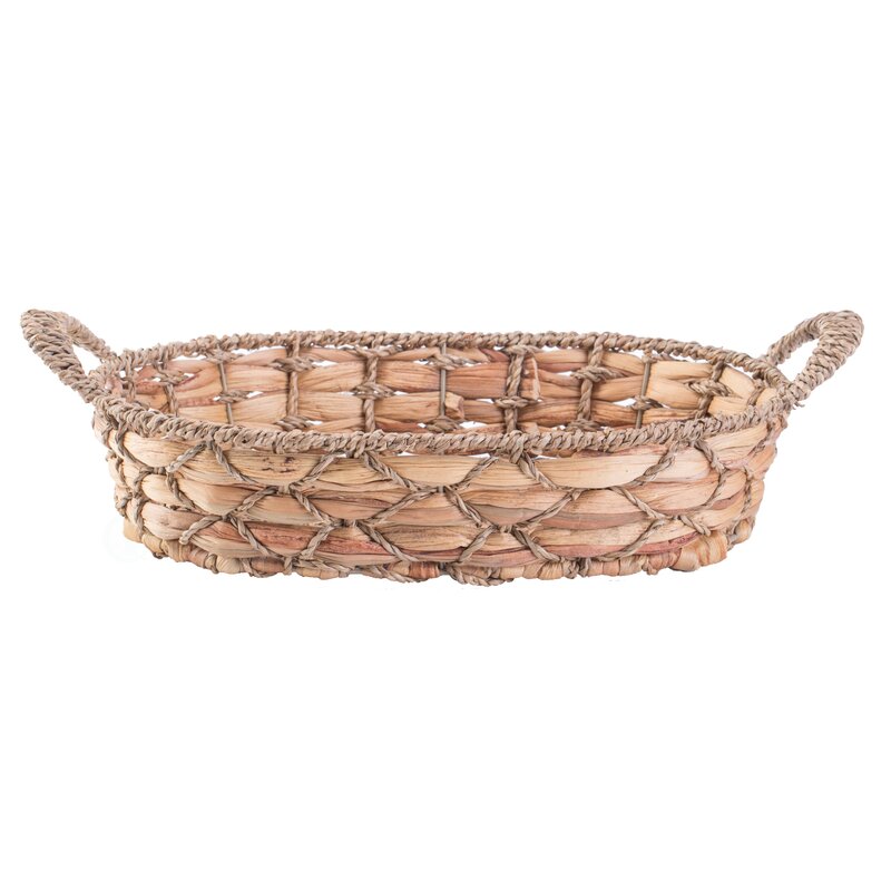 Wholesale Oval water hyacinth bread basket with 2 handles made in Vietnam