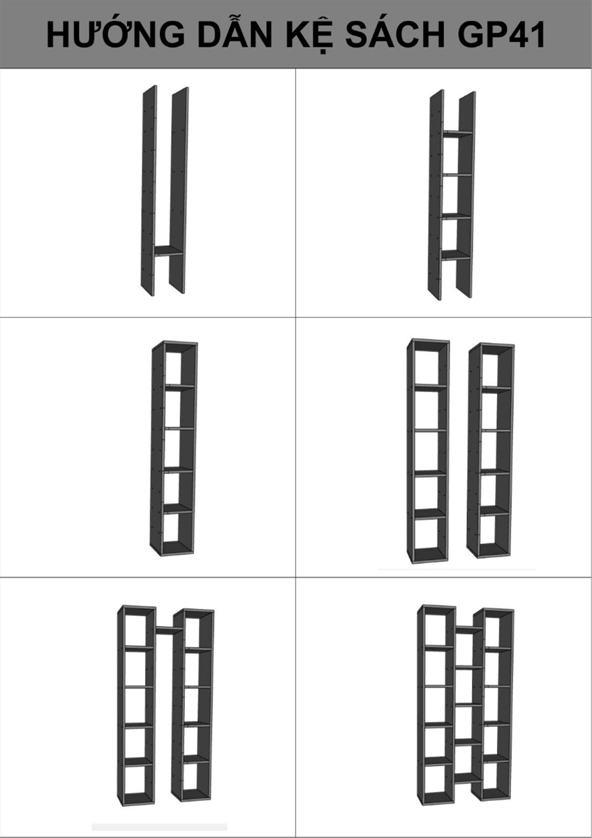 HƯỚNG DẪN LẮP ĐẶT KỆ SÁCH 3 CỘT