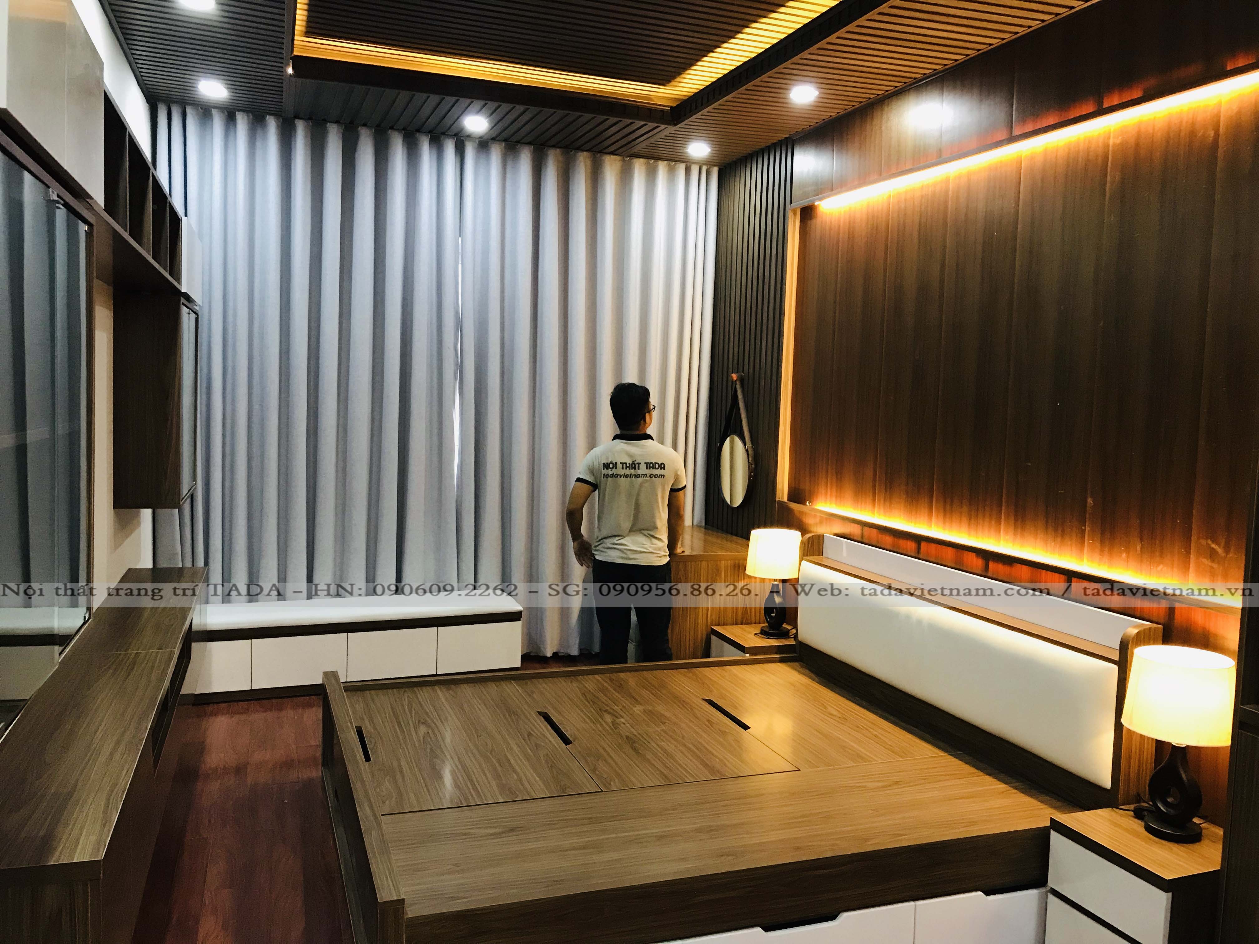 Tổng hợp combo phòng ngủ Mã màu 7345 vân gỗ óc chó sang trọng