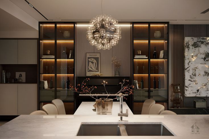 Kinh nghiệm chọn mẫu tủ rượu đẹp hiện đại phù hợp diện tích phòng khách 2026