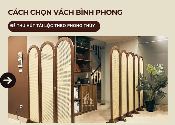 Cách chọn và sử dụng vách ngăn bình phong gỗ để thu hút tài lộc theo phong thủy