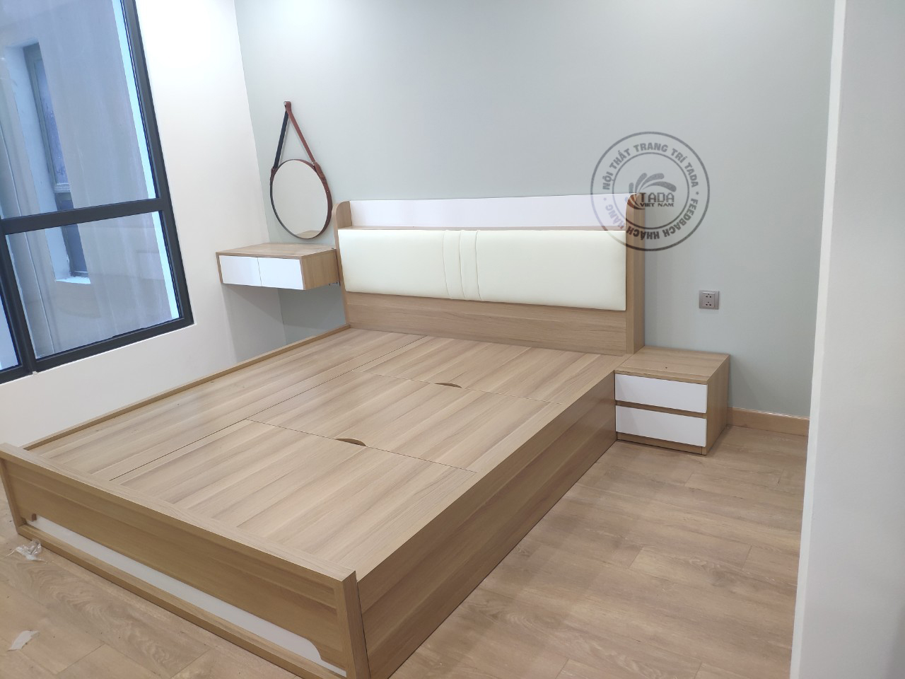 Feedback combo nội thất phòng ngủ, phòng bếp mã 9223 tông màu sồi