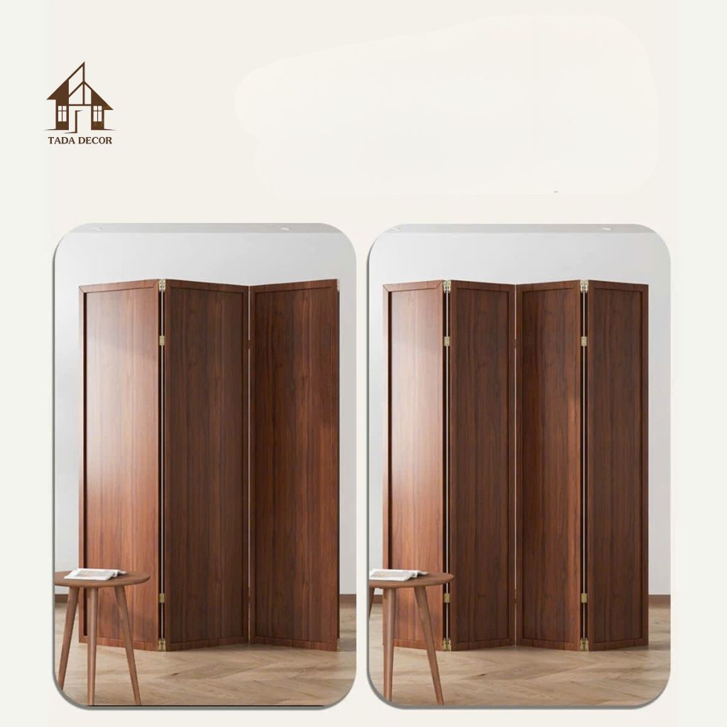 Mẫu vách bình phong trơn khung gỗ cao cấp, dễ dàng gấp gọn và di chuyển.