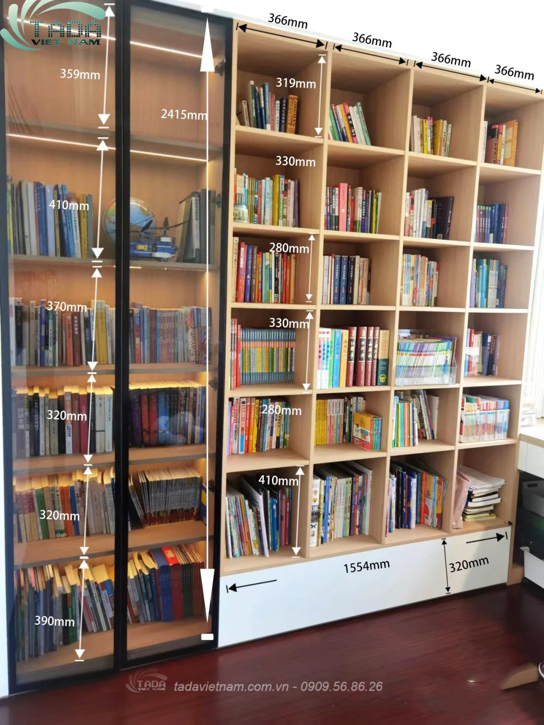 Tủ đựng sách đa năng, chất liệu gỗ MDF, thương hiệu TADA Việt Nam - TDKS6