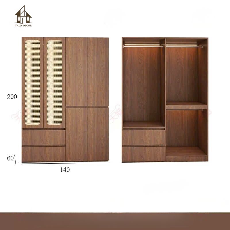 Ngăn treo đồ rộng rãi của tủ quần áo MDF TQA908