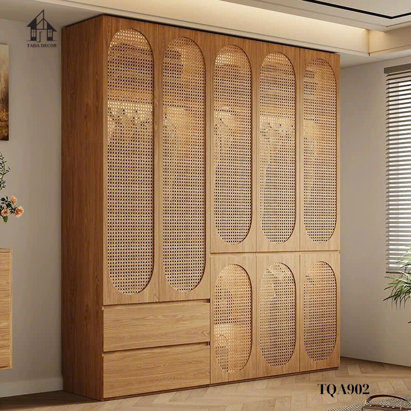 Tủ quần áo cánh mây tự nhiên TQA902 phong cách tối giản