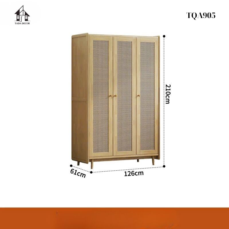 Tủ quần áo mây phối gỗ TQA905 lắp đặt thực tế tại chung cư