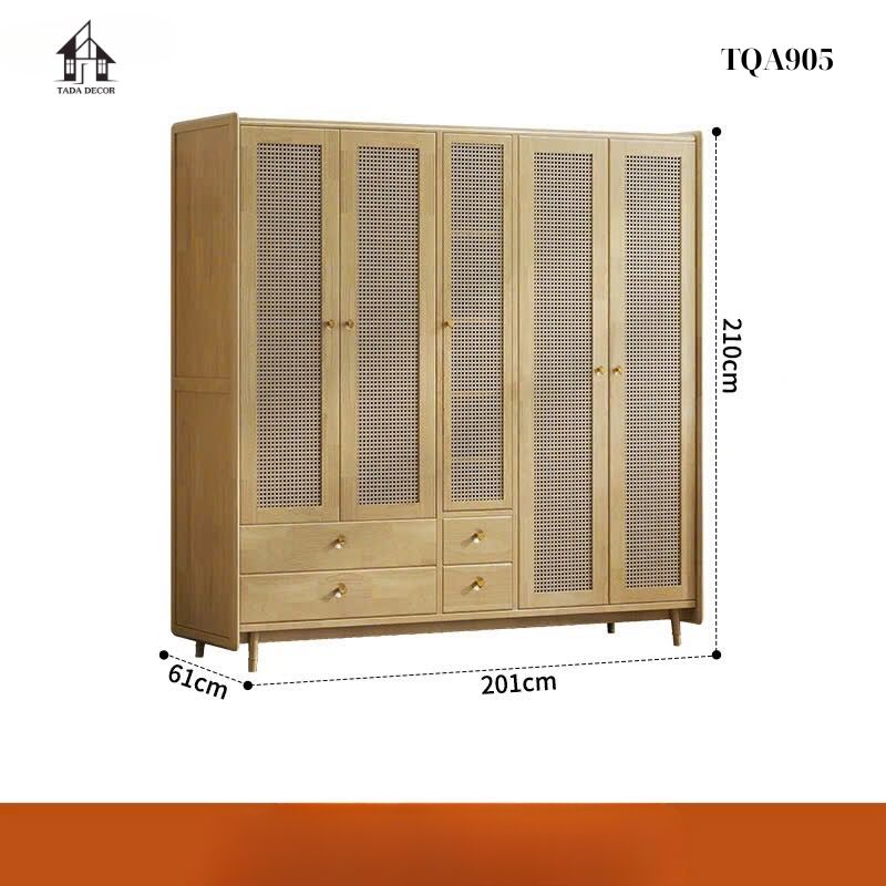 Tủ quần áo MDF cánh mây phong cách hiện đại TQA905