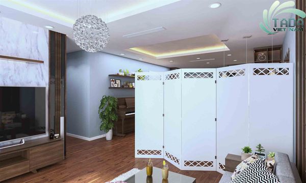 Có thể cân nhắc ngăn cách phòng khách và phòng bếp với mẫu vách ngăn phù hợp