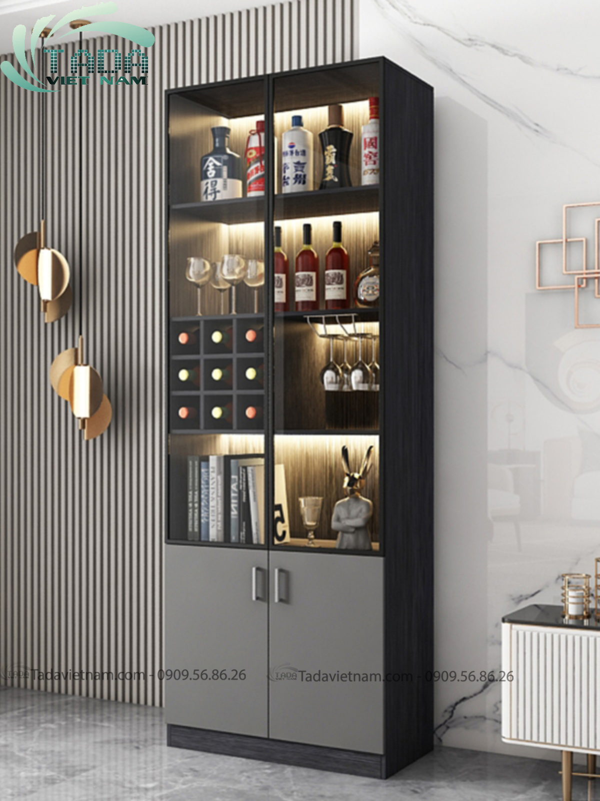 Tủ rượu đẹp phòng khách chất liệu gỗ MDF thương hiệu TADA- TDTR23